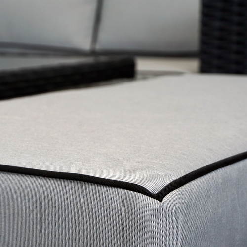 L Shaped 9 Seater Black Rattan Patio Set With Fire Pit Table