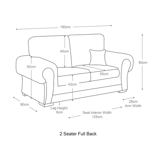 Milan 3 Piece Sofa Suite Fabric Sofa Set 2 + 1 + 1 Full Back