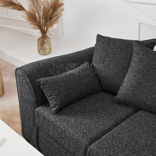 Paris Boucle L Shaped Fabric 5 Seater Corner Sofa - Scatter