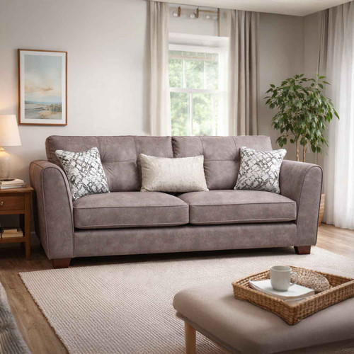Ariana Taupe 3 + 2 Suede Sofa Suite