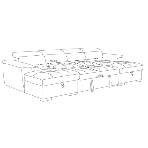 Alora Grey Fabric U-Shaped Sofa with Storage & Headrests