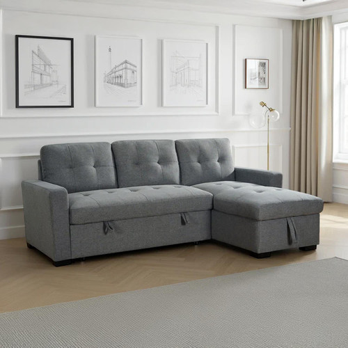 Arden Grey 3 Seater L Shaped Universal Sofa Bed With Storage