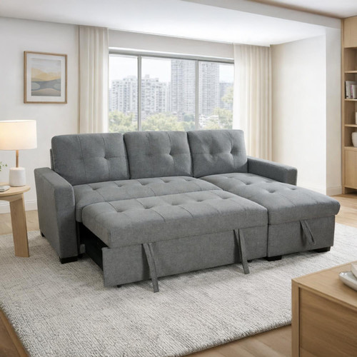 Arden Grey 3 Seater L Shaped Universal Sofa Bed With Storage