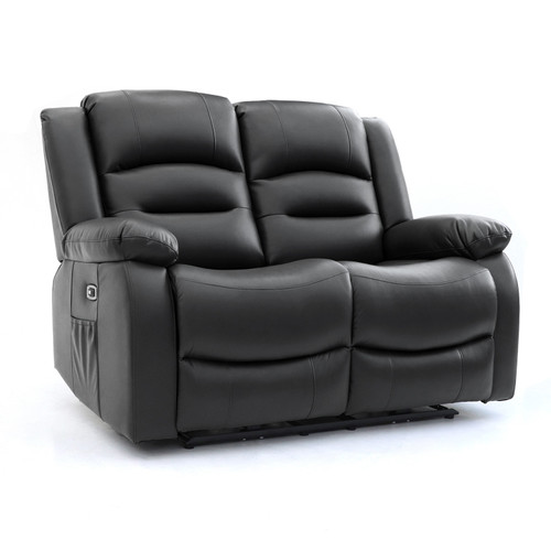 Arlo Black Leather 2 reclining sofa recliner, Manual couch
