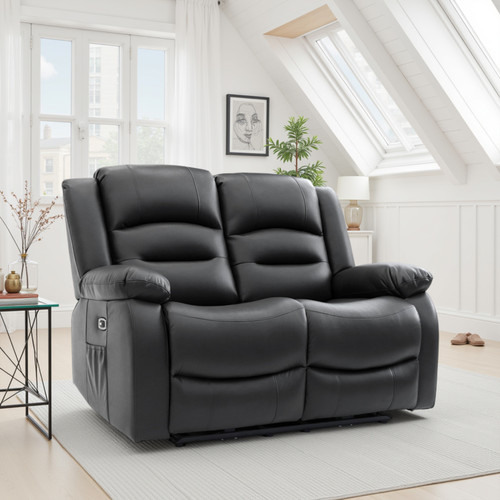 Arlo Leather Like Electric 2 Seater Black or Grey