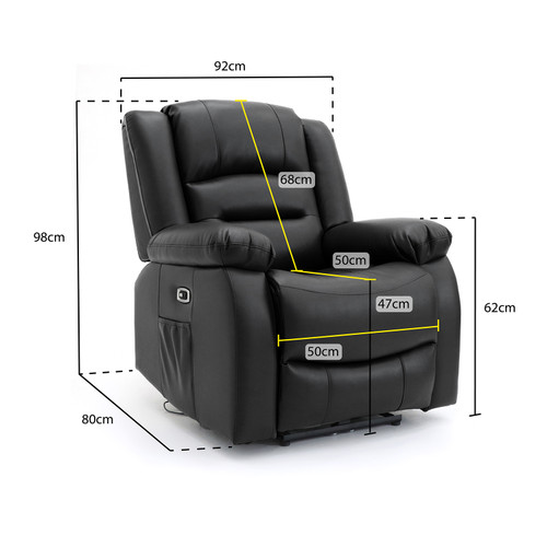 Arlo Black or Grey Leather Like Electric Reclining Armchair
