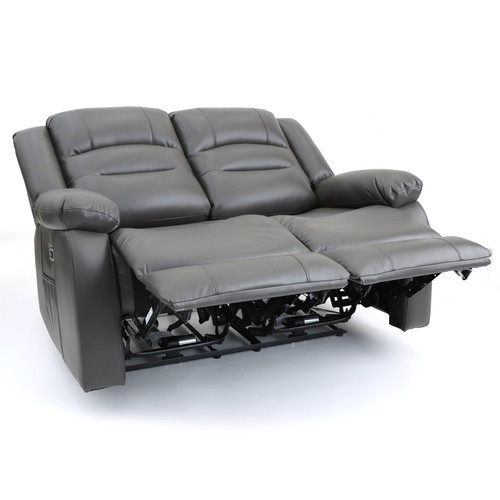 Arlo Black or Grey Leather Like Electric Reclining 3 Piece Sofa Suite 3 + 2 + 1