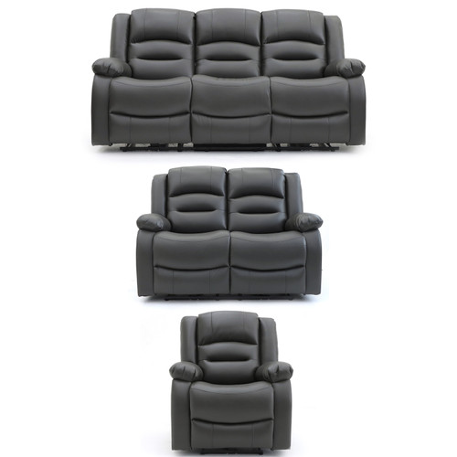 Arlo Grey 3 Piece Electric Reclining Sofa Suite 3 2 1 Drinks Tray Cup Holders Smart USB Charging