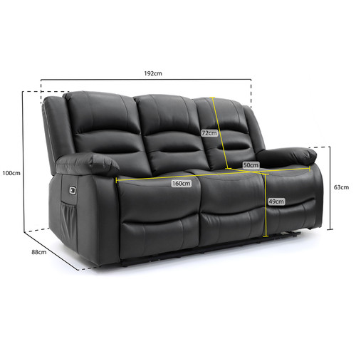 Arlo Leather Like Black or Grey Electric Reclining 3 Piece Sofa Suite 3 + 1 + 1