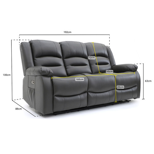 Arlo Leather Like Black or Grey Electric Reclining 3 Piece Sofa Suite 3 + 1 + 1