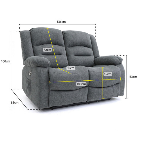 Arlo Grey Fabric 3 Piece Electric Reclining Sofa Suite 3 + 2 + 1 With USB + Drinks Tray
