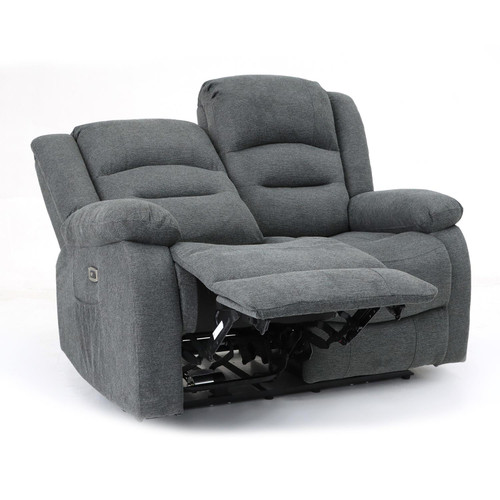 Arlo Grey Fabric Electric Reclining Sofa Suite 3 + 2 USB + Drinks Tray