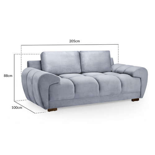 Zura Plush Fabric Large 2 Seater Sofa