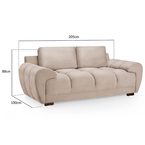 Zura Plush Fabric Large 2 Seater Sofa