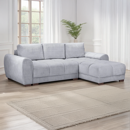 Zura Plush Velvet Large 3 Seater L Shaped Universal Corner Sofa Bed