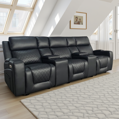 Florida Cinema 3 Seater Electric Reclining Leather Sofa