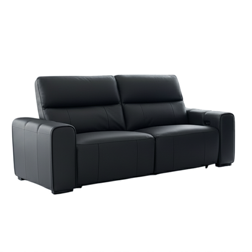Belleza Genuine Leather Electric Reclining 3 Seater Sofa Black