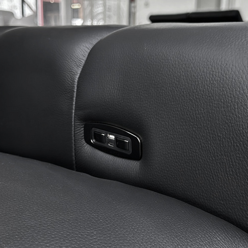 Belleza Genuine Leather Electric Reclining 3 Seater Sofa Black