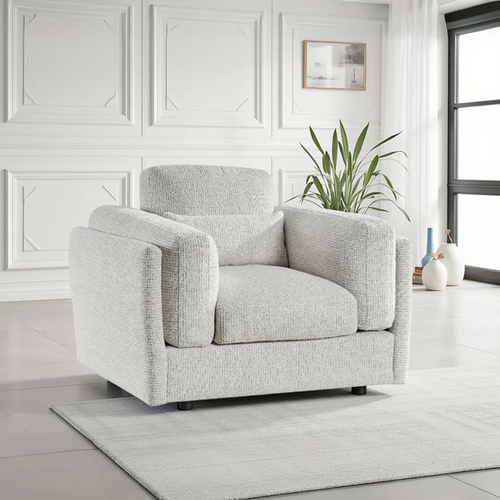 Bali Single Seater Armchair Chenille Fabric Beige or Grey