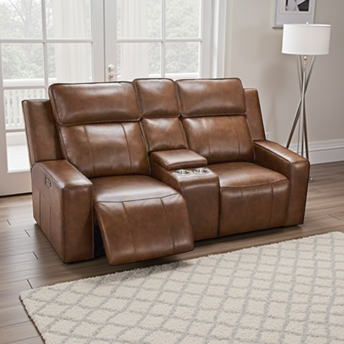 Barcino Electric Reclining 2 Seater Leather Look USB Charging