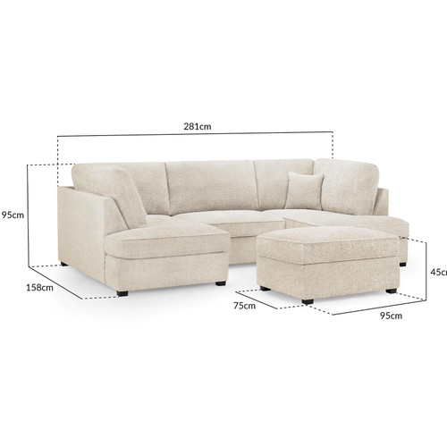 California Boucle Beige or Grey U shaped 6 Seater Sofa