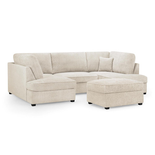 California Boucle Beige or Grey U shaped 6 Seater Sofa
