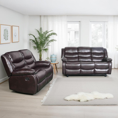 Cortland Leather Look Manual Reclining 3 Piece Sofa Sute 3 + 2 + 1