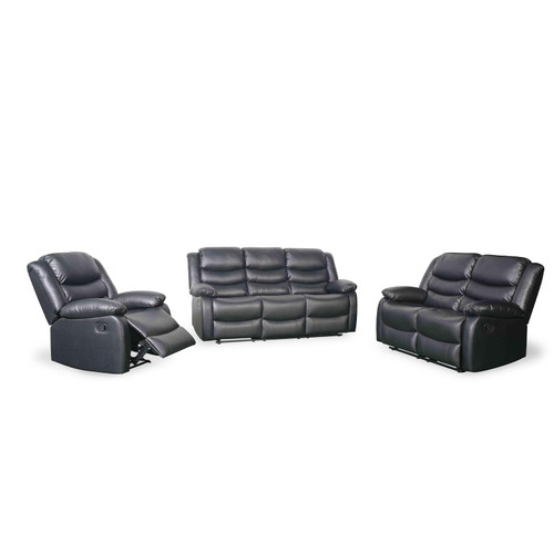 Cortland Leather Look Manual Reclining 3 Piece Sofa Sute 3 + 2 + 1