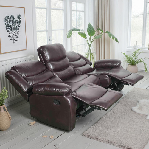Cortland Leather Look Manual Reclining Sofa Suite 3 + 2