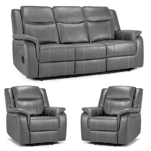 Orlando Leather Look Electric Reclining 3 Piece Sofa Suite 3 + 1 + 1