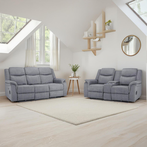Orlando Grey Fabric 3 + 2 Electric Reclining Sofa Suite