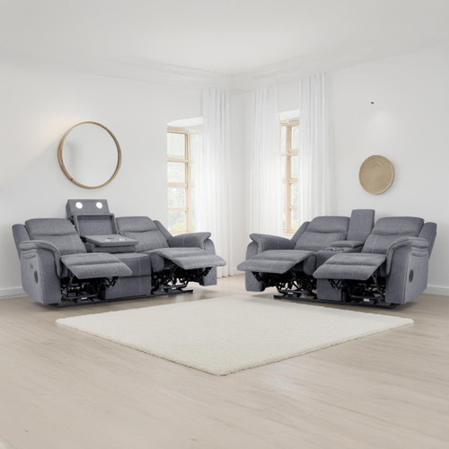 Orlando Grey Fabric 3 + 2 Electric Reclining Sofa Suite