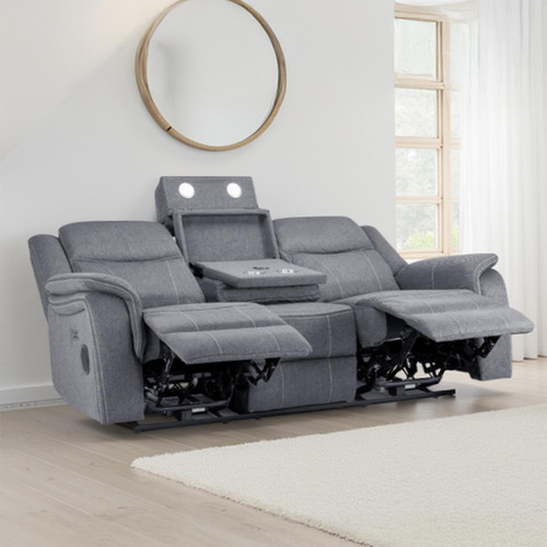 Orlando Grey Fabric 3 Piece Electric Reclining Sofa Suite 3 + 1 + 1