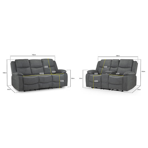 Harlow Graphite Grey Fabric 3 + 2 Electric Reclining Sofa Suite