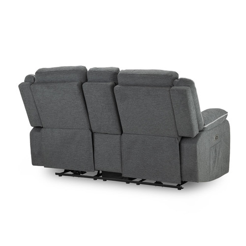Harlow Graphite Grey Fabric Electric Reclining 2 Seater Sofa
