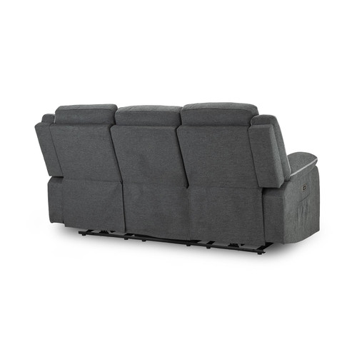 Harlow Graphite Grey Fabric 3 Piece Electric Reclining Suite 3 + 1 + 1