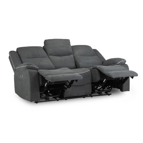 Harlow Graphite Grey Fabric 3 Piece Electric Reclining Suite 3 + 1 + 1