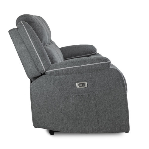 Harlow Graphite Grey Fabric 3 Piece Electric Reclining Suite 3 + 2 + 1