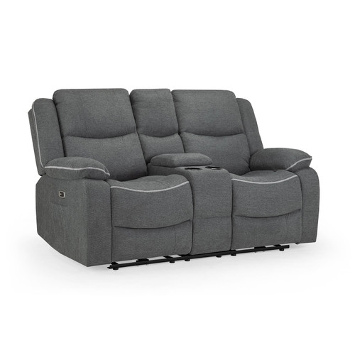 Harlow Graphite Grey Fabric 3 Piece Electric Reclining Suite 3 + 2 + 1
