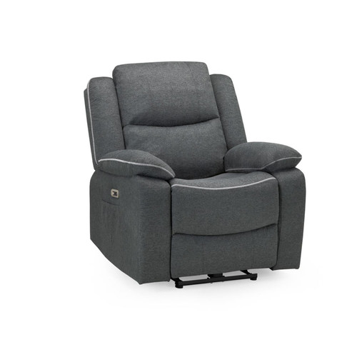 Harlow Graphite Grey Fabric Electric Reclining Single Seater Armchair