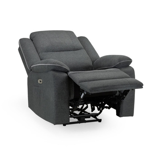 Harlow Graphite Grey Fabric Electric Reclining Single Seater Armchair