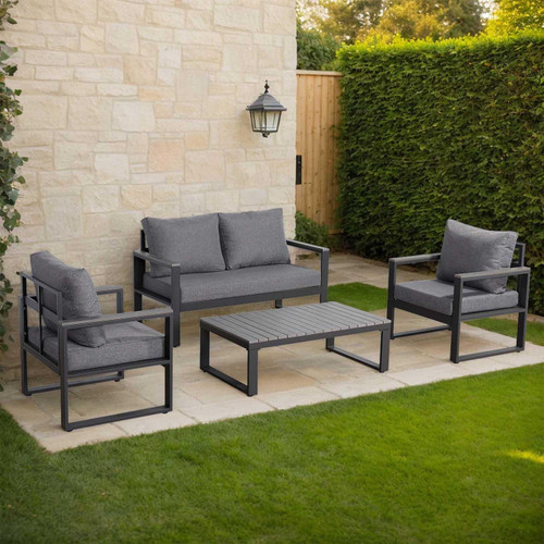 4 Seater Aluminium Garden Furniture Set with Coffee Table