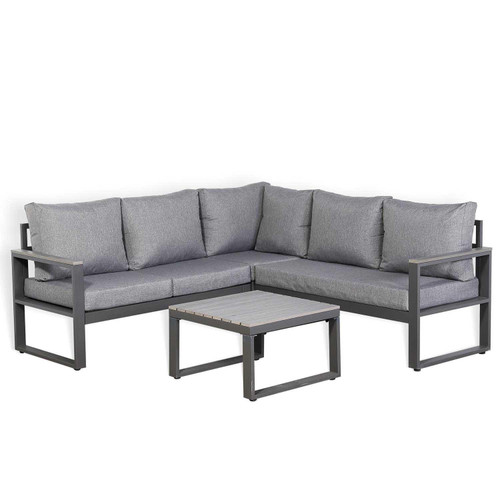 Aluminium Charcoal L Shaped Outdoor Sofa + Coffee Table
