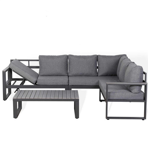 Aluminium Charcoal L Shaped RHF Outdoor Sofa + Coffee Table