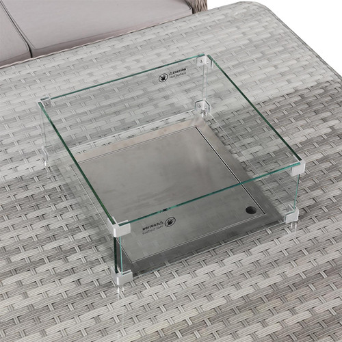 Outdoor Rattan Corner Sofa Set with Rising Fire Pit Table