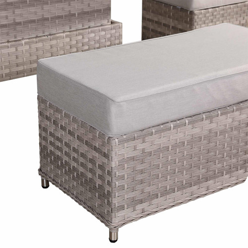 Left Hand Rattan Garden Corner Sofa Set with Rising Table