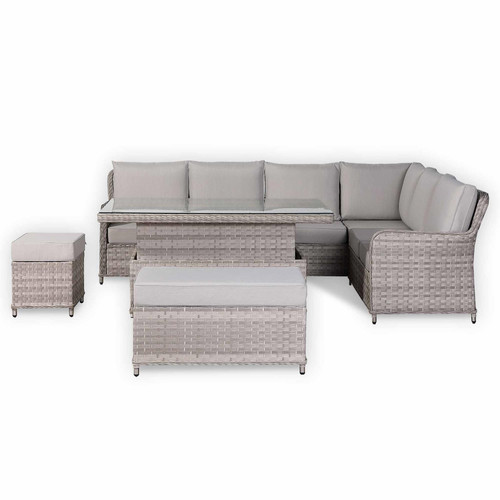 Right Hand Rattan Garden Corner Sofa Set with Rising Table