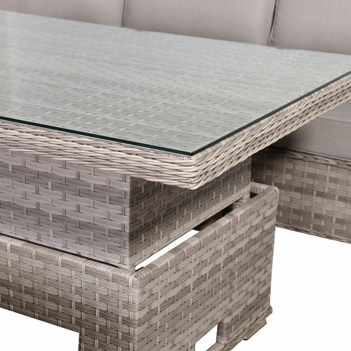 Right Hand Rattan Garden Corner Sofa Set with Rising Table