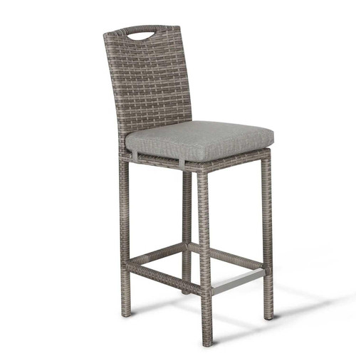 Grey Rattan Garden Bar Set with Ice Bucket Table 6 Seater