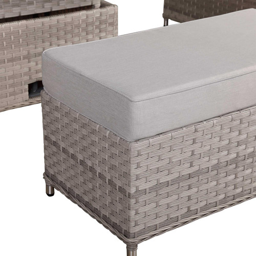 Outdoor Rattan Corner Sofa Set with Rising Dining Table